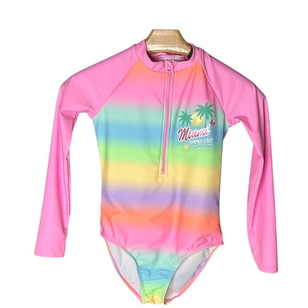 NWOT Be Magical By Btween Miami Vibes rashguard swimsuit girls size 10